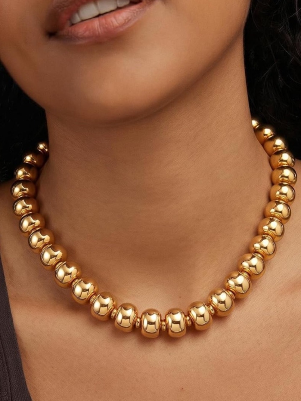 Gold Beaded Statement Necklace